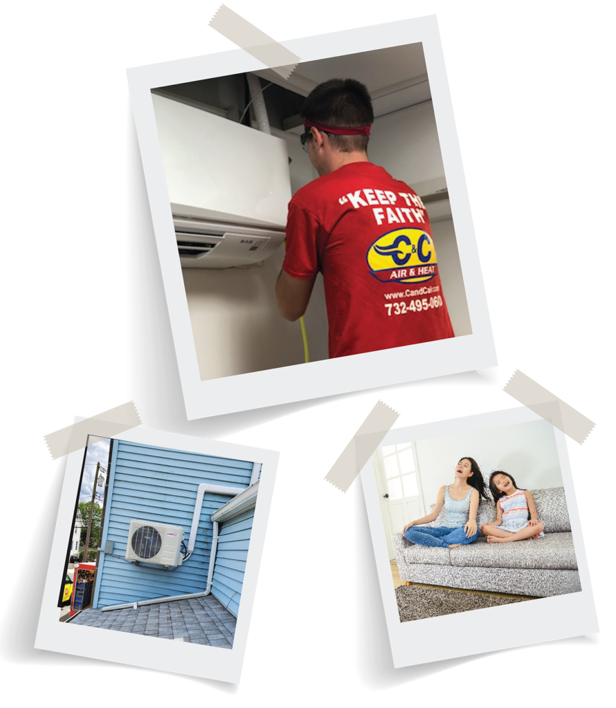 C&C HVAC technician installation a ductless mini split system in a Central New Jersey home
