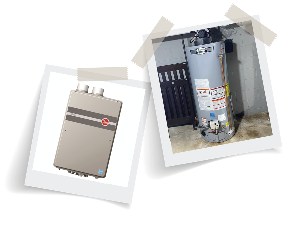 Tankless water heater and a standard tank water heater in a NJ home