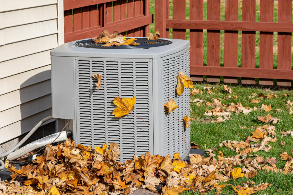 HVAC unit at a New Jersey home in the fall